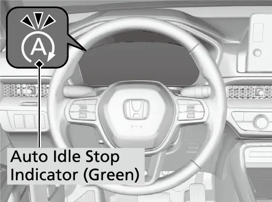 דער גרינער Auto Idle Stop אינדיקאטאר אינעם מיטער.