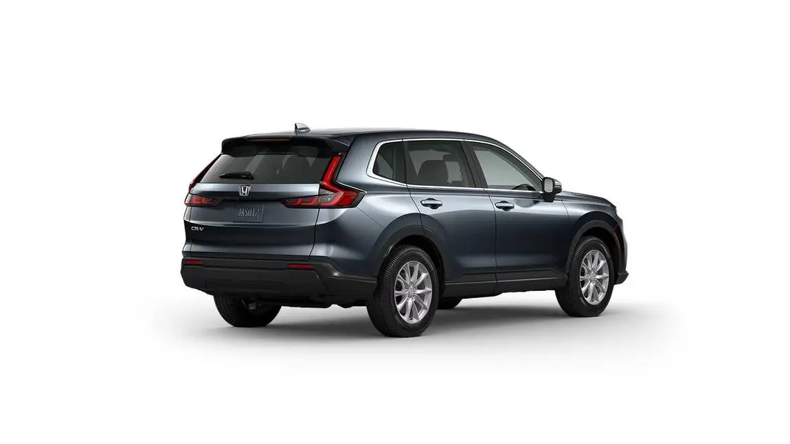 הינטערשטער בליק פון דער זייט פון אן EX אין Meteorite Gray Metallic, וואס ווייזט די שטייענדיגע LED הינטערשטע לייטס.