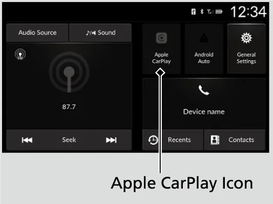 Apple CarPlay אויפן אודיא/ אינפארמאציע סקרין, פונעם מאנואל.